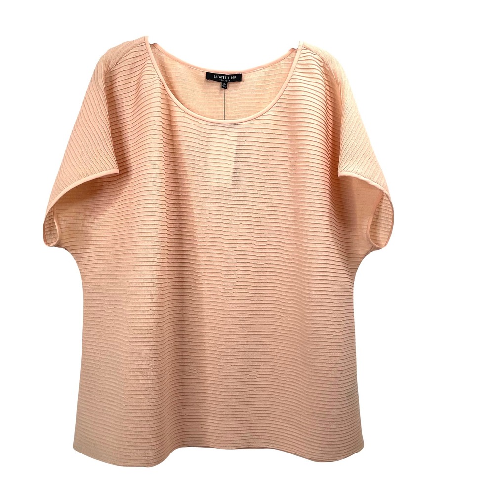 NEW Lafayette 148 Aura Pink Gauze boxy Blouse top Size XL peach pink textured - Picture 2 of 9